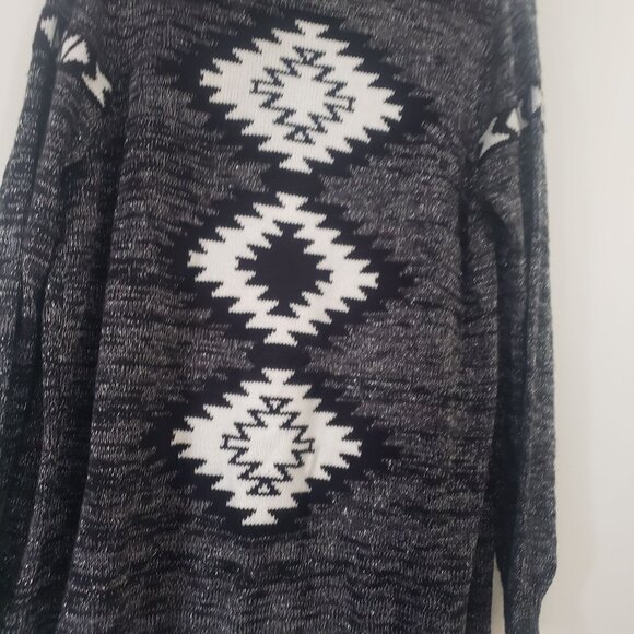 Vintage Y2K Wetseal Womens Gray Hooded Cardigan Size XL Aztec Print Metallic - Picture 4 of 8